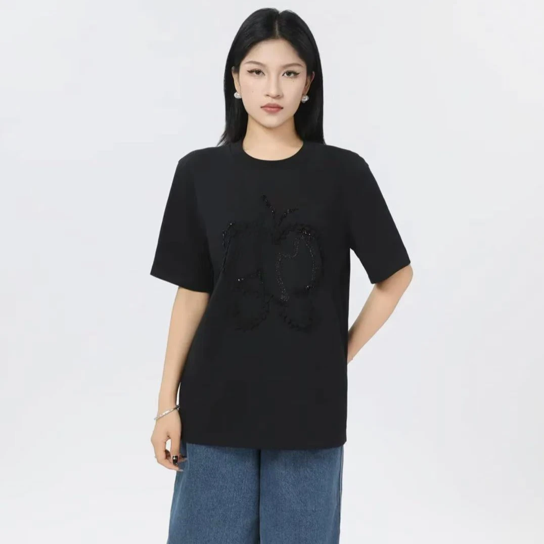 阿玛施AMASS品质女装简约舒适印花休闲圆领T恤530092