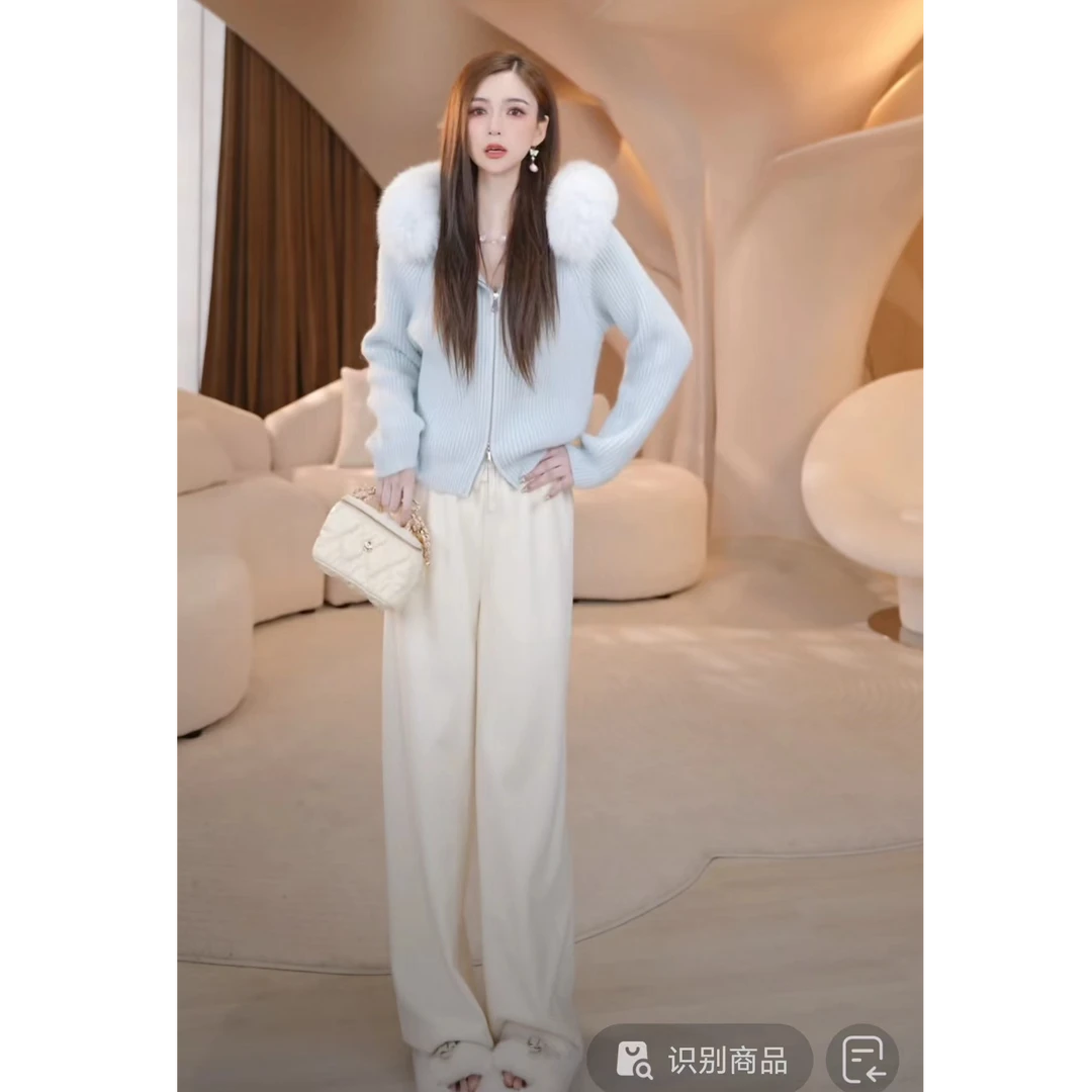 COCO BECCI【奶芙裤】天丝桑蚕丝山羊绒绵羊毛休闲裤CFHHC361074