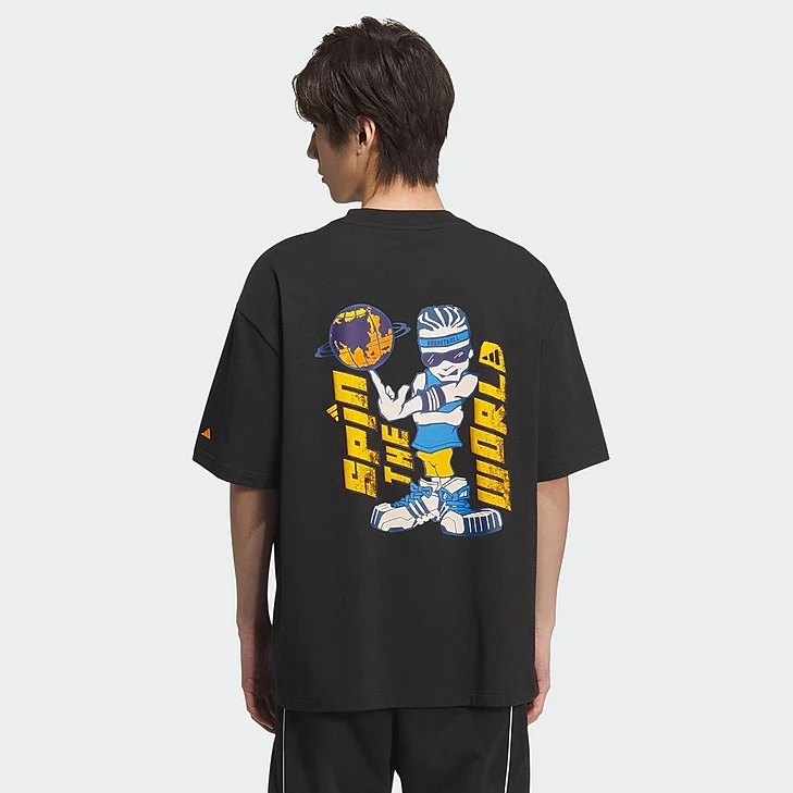 adidas阿迪达斯篮球印花半袖2025秋男训练运动黑色短袖T恤 KF0726