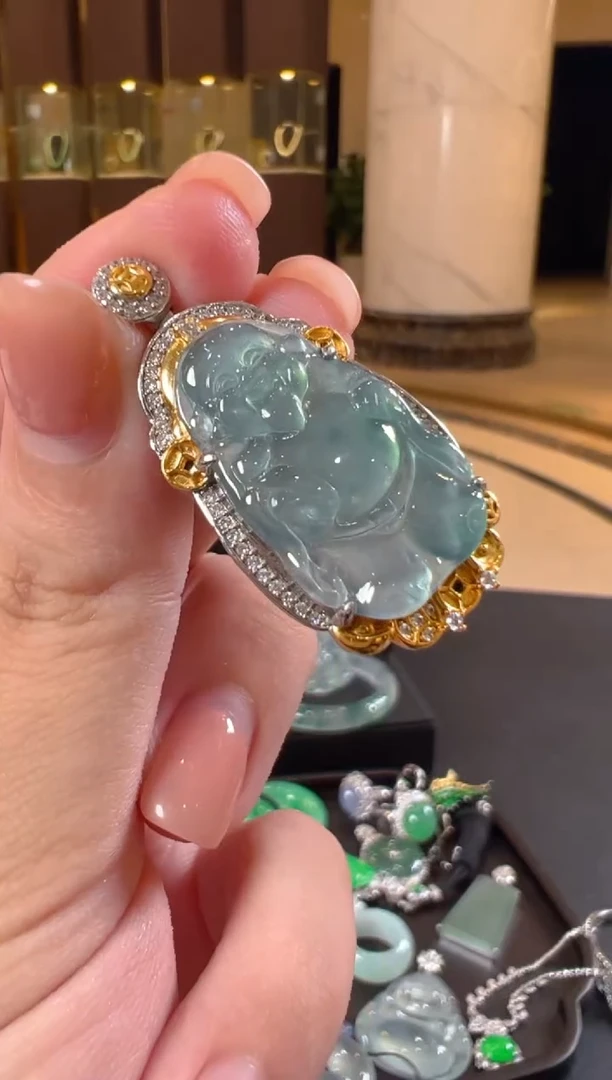 翡翠银S925镶嵌吊坠(不含链)天然A货翡翠JS0017多样性发一