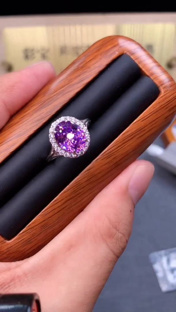 紫色碧玺戒指银S925镶嵌4563