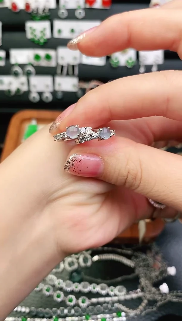 银S925镶嵌翡翠耳饰0