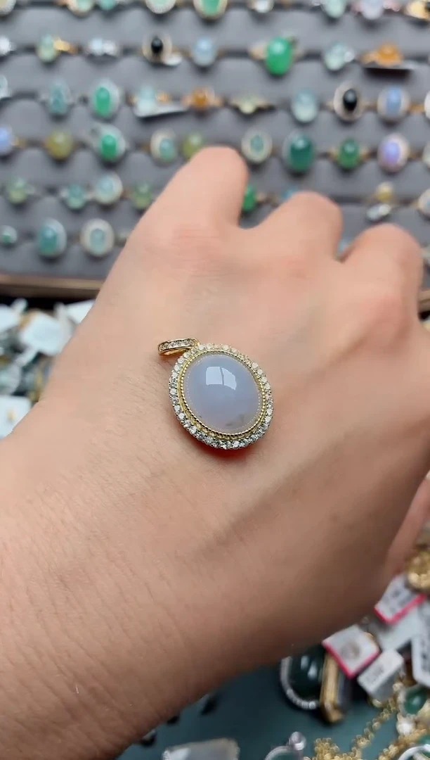 吊坠(不含链)银S925镶嵌翡翠.