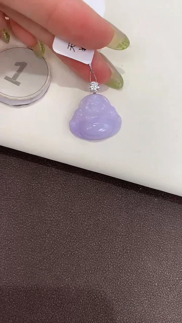 颈饰18K金镶嵌翡翠天然缅甸a货翡翠