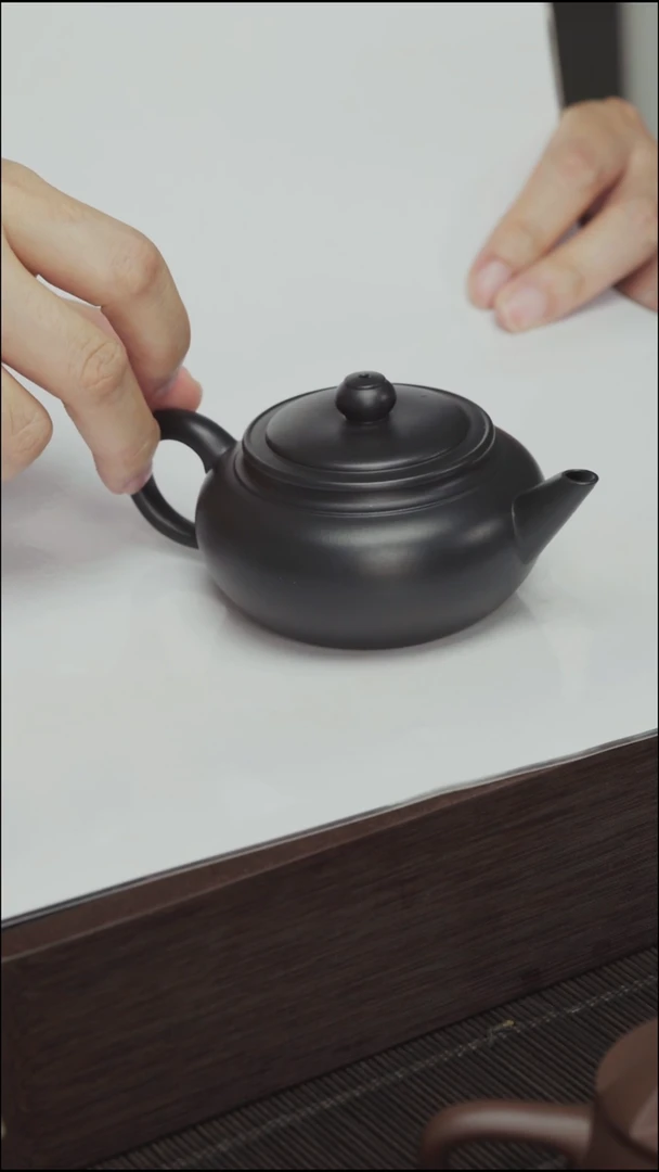 茶壶紫砂老紫泥还原烧-上腰水平-150CC-半手