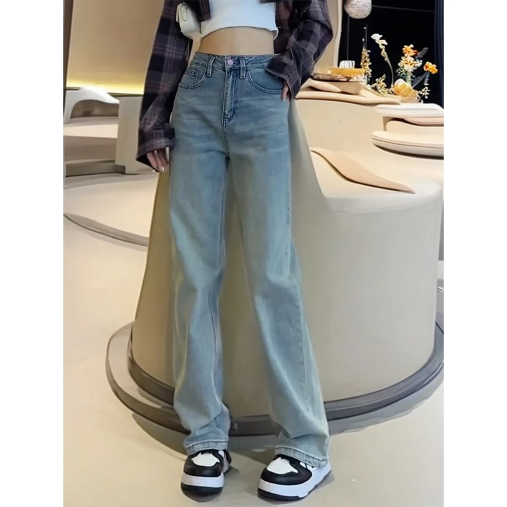 莱赛尔天丝垂感牛仔裤女2025秋装薄款高腰显瘦垂感直筒阔腿拖地裤