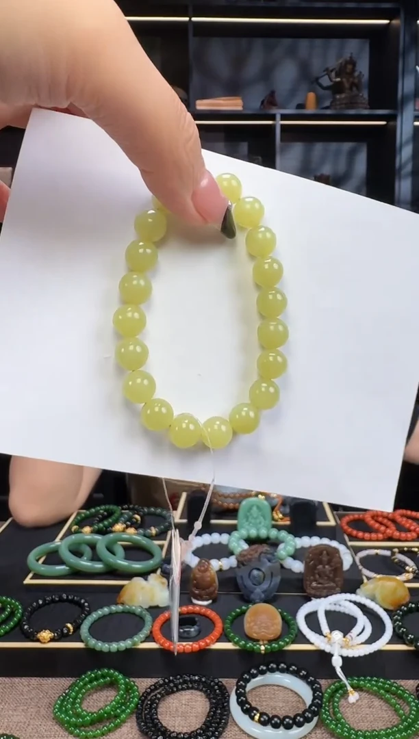 和田玉未镶嵌颈饰10mm黄口手串