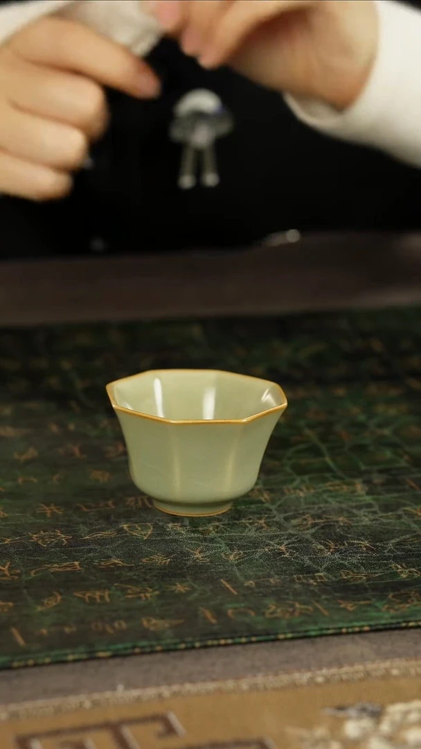 善窑厂汝窑粉青小八方杯