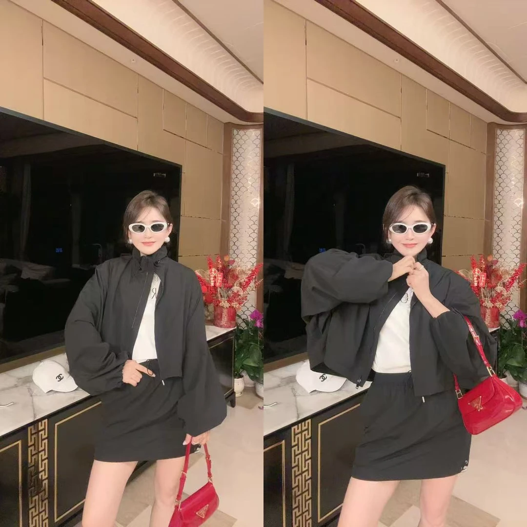 【套装】设计感蝙蝠袖上衣+短裙3925617+3925616