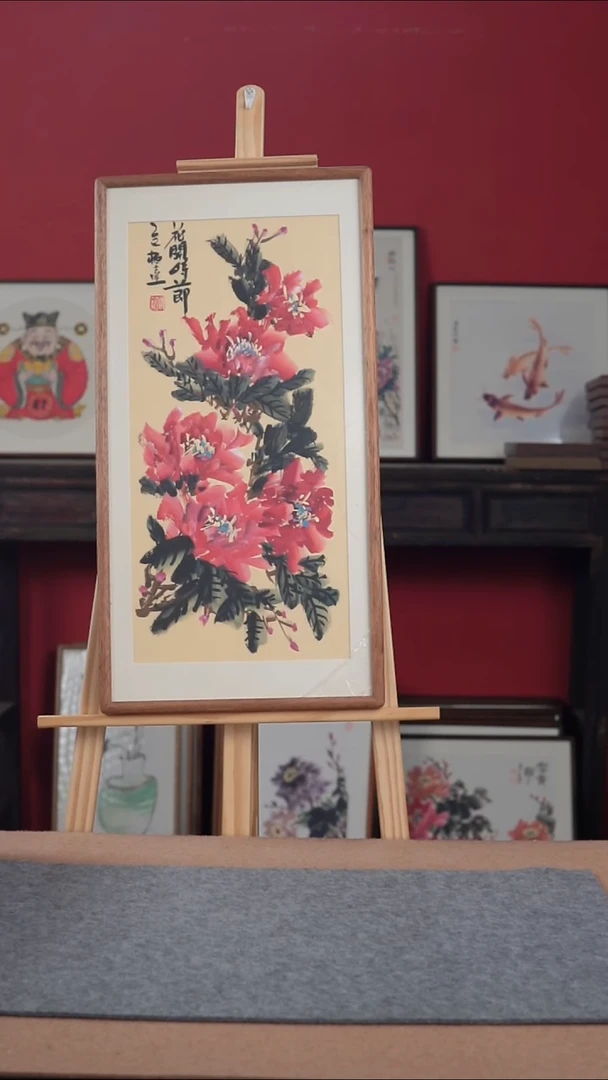 国画纯手绘纯手写-带框尺寸36*69