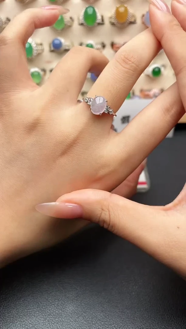 银S925镶嵌戒指翡翠一物一证一礼盒