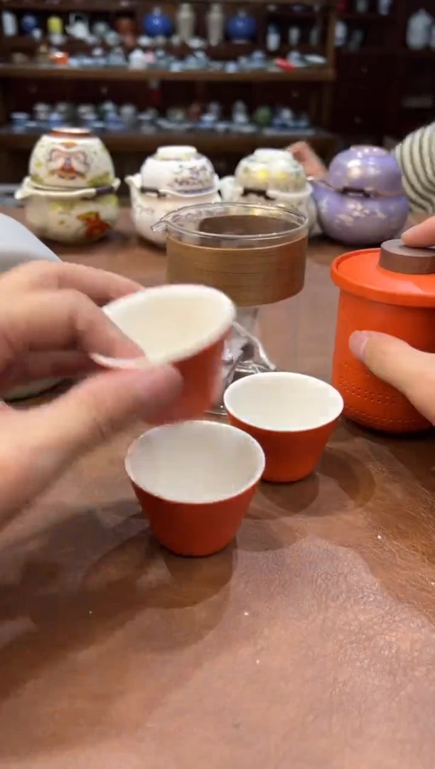 真的很便宜超好看会开片的旅行茶具