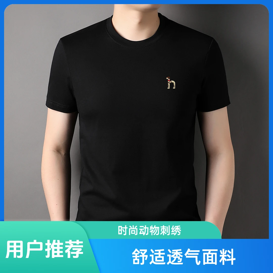 专柜正品夏季圆领短袖t恤男中青年弹力宽松高档上衣时尚半袖