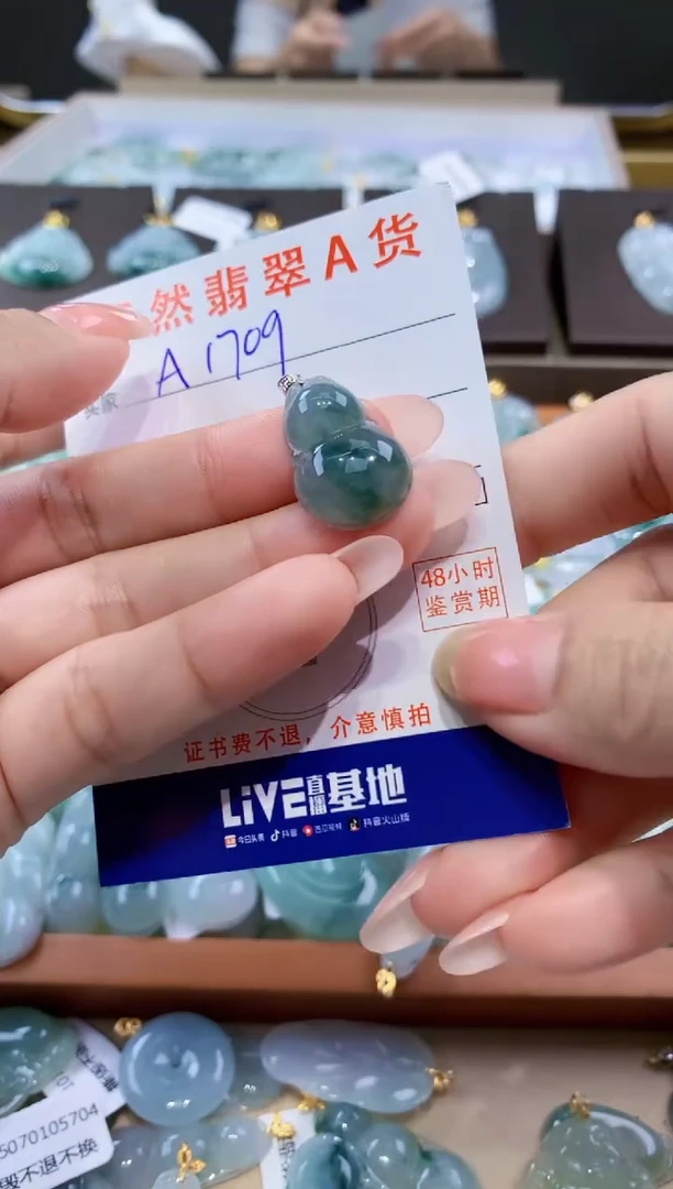 颈饰18K金镶嵌翡翠天然缅甸a货翡翠