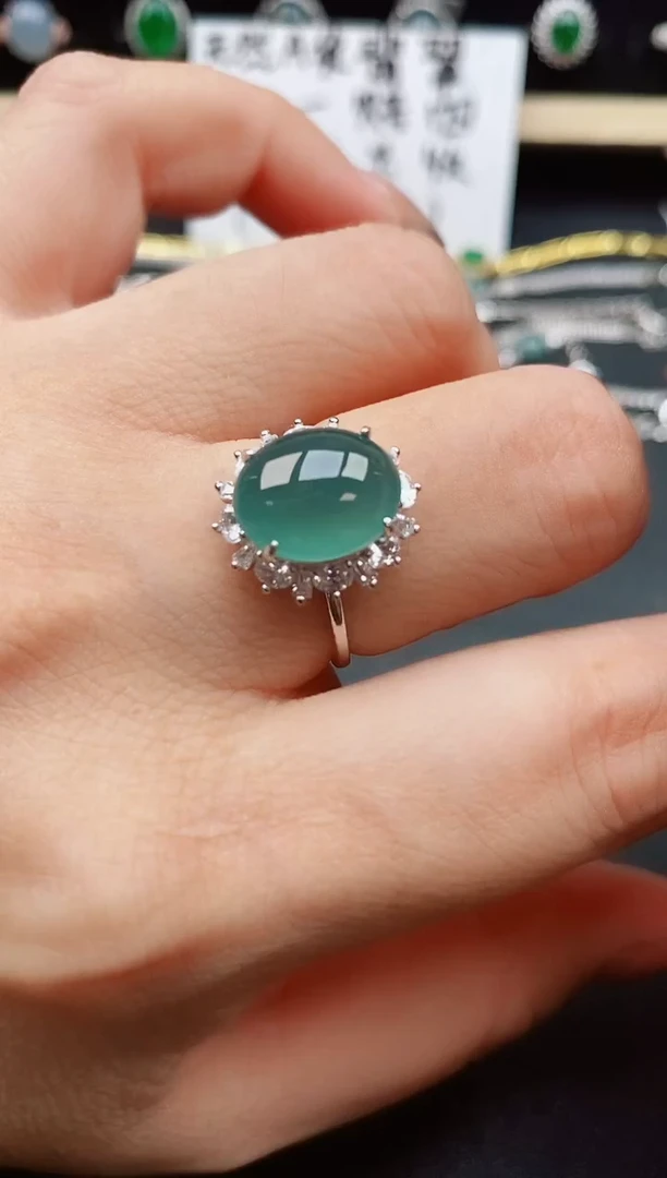翡翠戒指银S925镶嵌312321