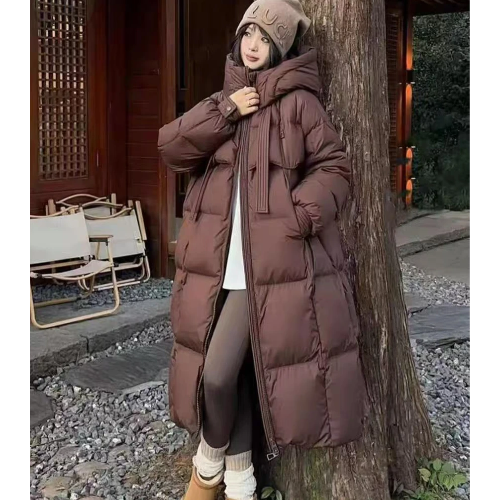 2024新款韩版长款加厚白鸭绒羽绒服女