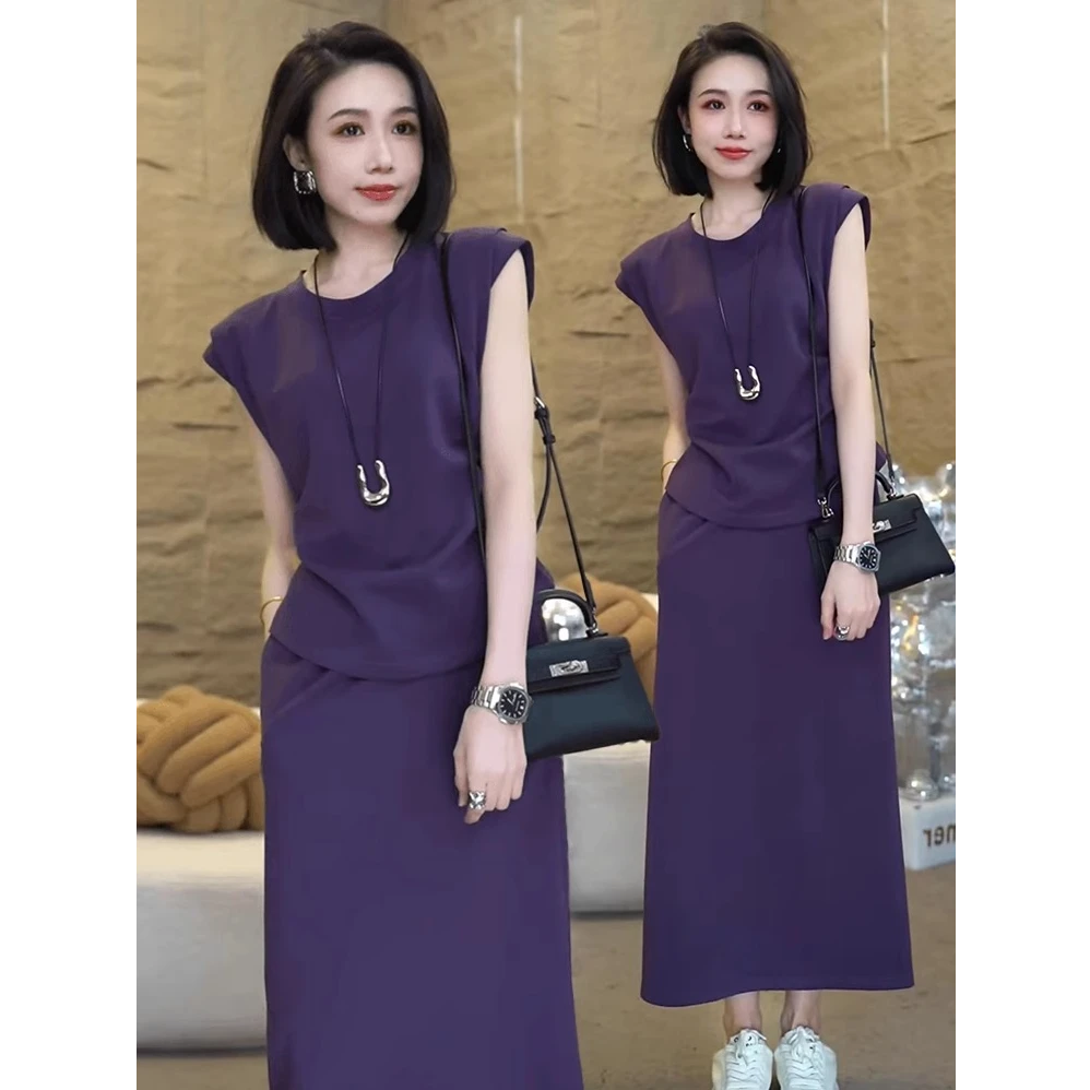时尚套装裙女2025夏季新款时髦洋气短袖上衣半身裙气质显瘦两件套