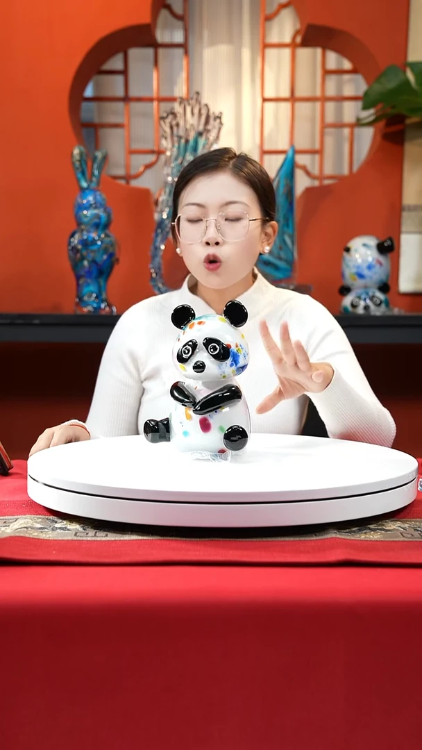 手工艺品琉璃大熊猫摆件