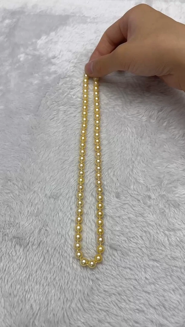 海水珍珠银S925镶嵌项链AK羽皇金7-7.5mm