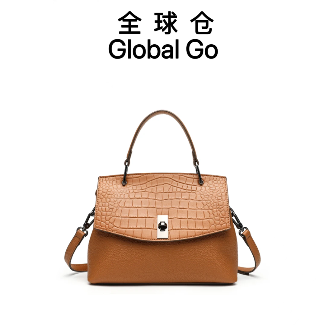 【全球仓Global Go】卡尔 蔻斯时尚轻奢鳄鱼纹手提包CK25801K土黄色