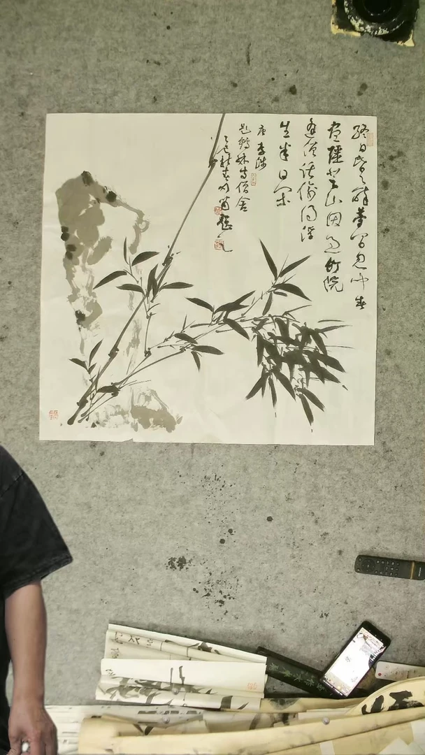 国画四尺斗方 墨竹一张