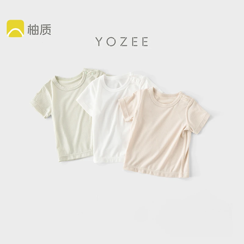 柚质宝宝短袖t恤夏季莫代尔a类婴儿上衣男宝女宝透气薄款衣服夏装