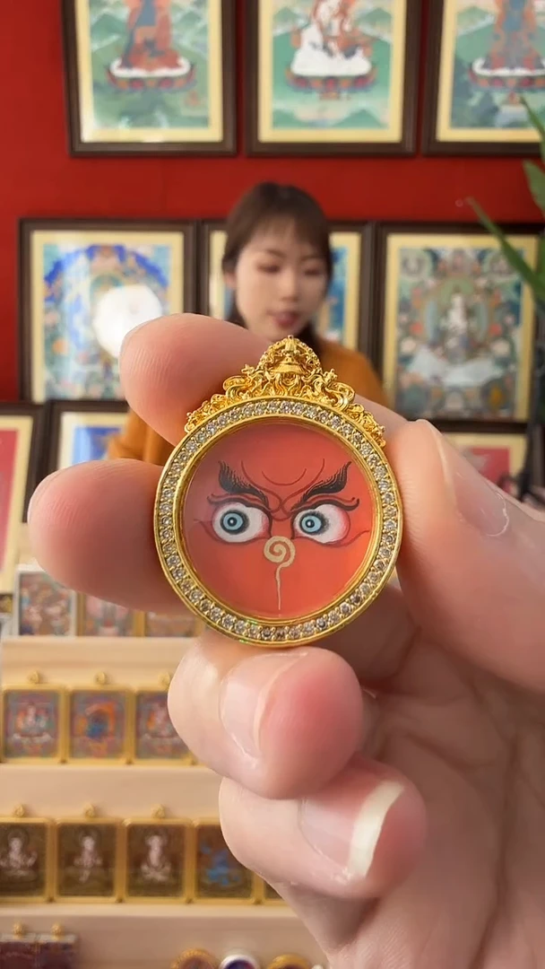 吊坠红C-热贡纯手绘