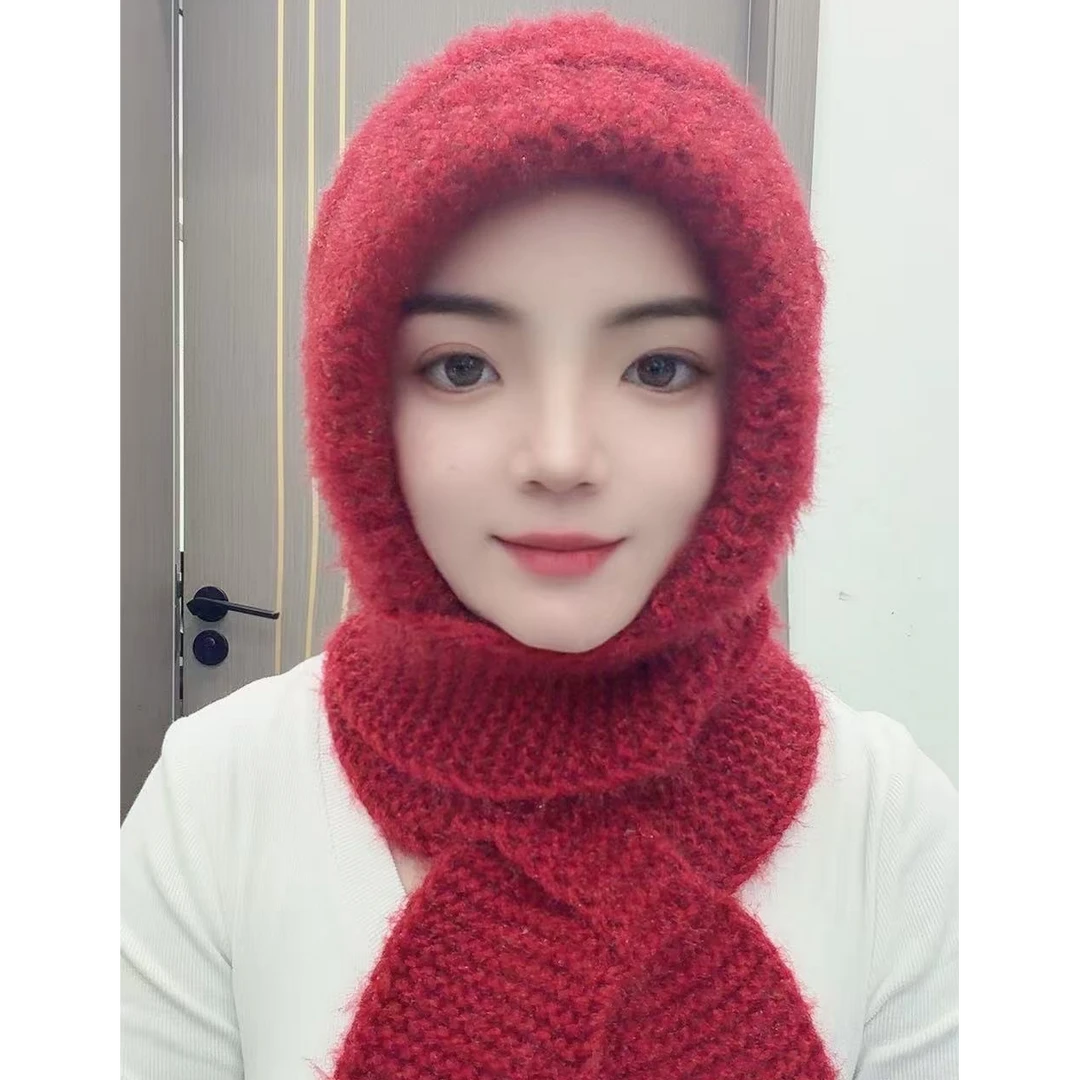 新款纯手工编织棋盘格大麻花风雪帽子女士百搭针织加厚秋冬护耳帽