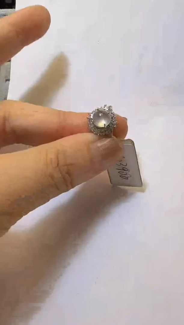 银S925镶嵌戒指翡翠925银镶缅甸A货翡翠戒指