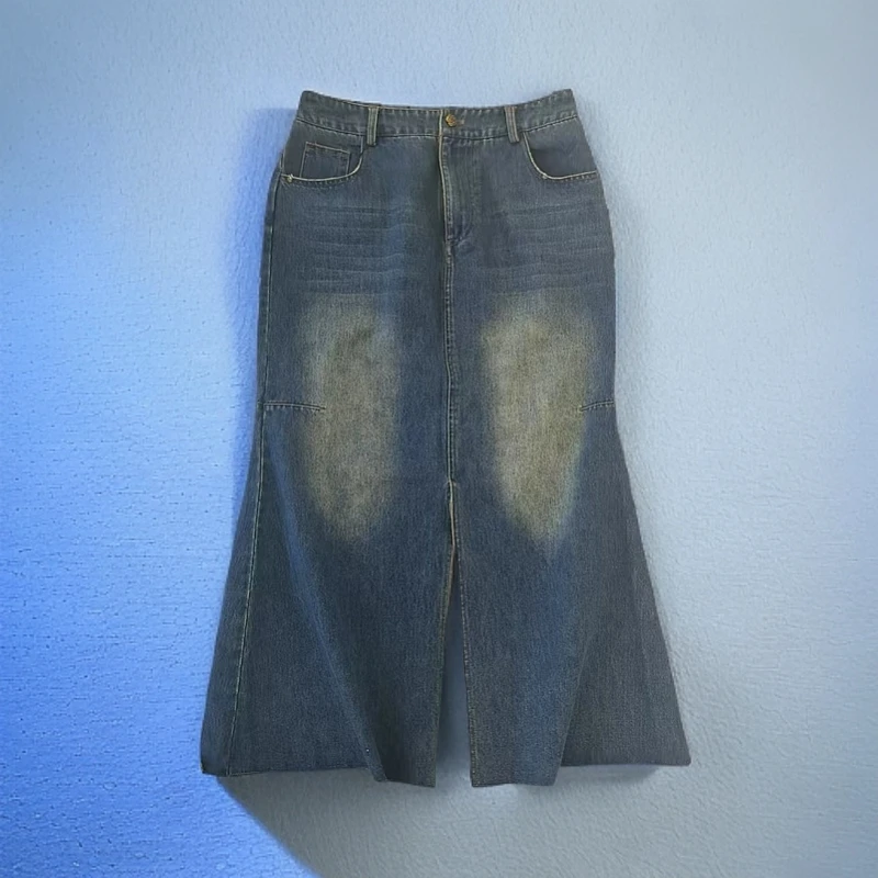 【锦衣服饰】BD 8063时尚开叉牛仔半裙