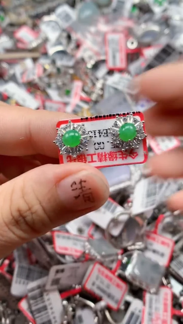 银S925镶嵌戒指翡翠天然A货缅甸翡翠