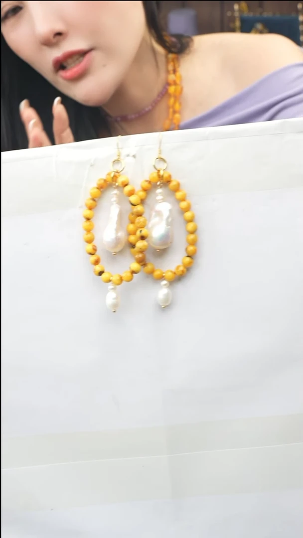 琥珀未镶嵌耳饰多样性发一