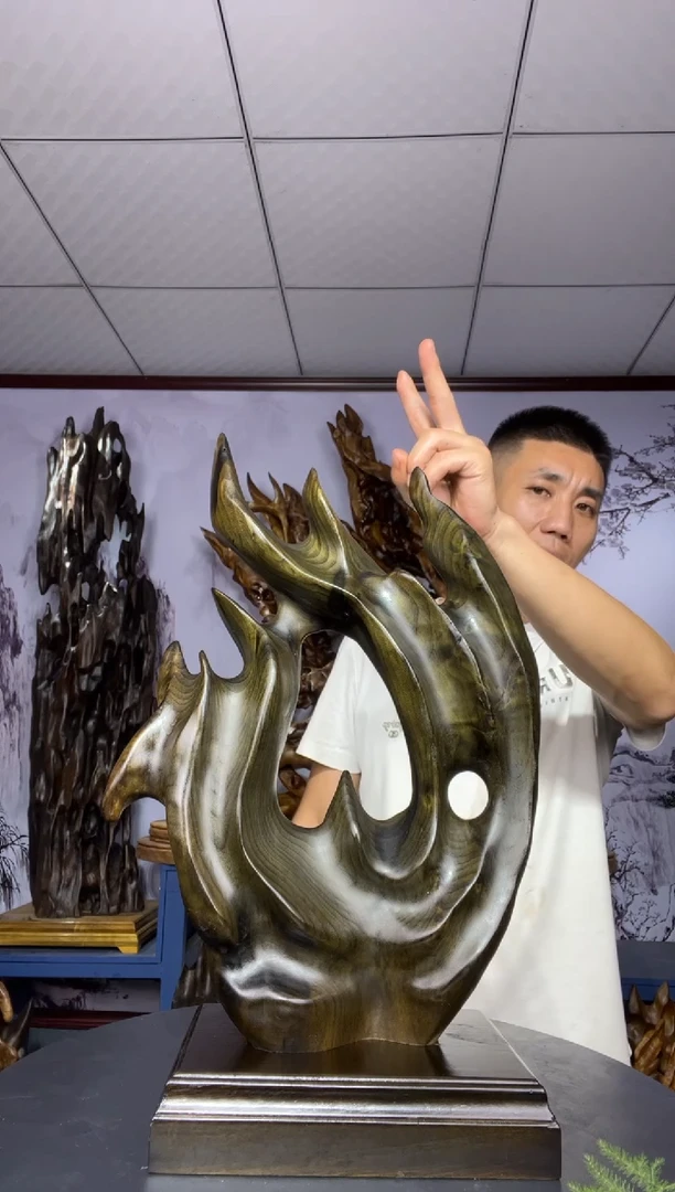 金丝楠木雕款浪*金丝楠木工艺品摆件