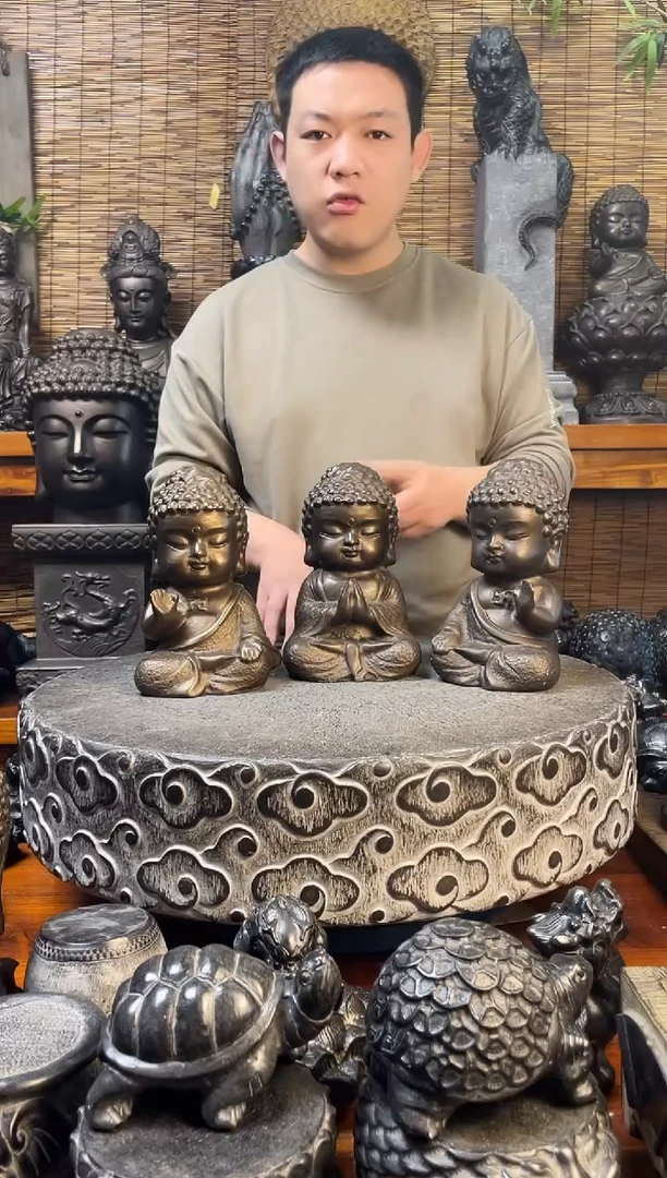 石材20宝宝佛一套（三款）天然青石雕刻