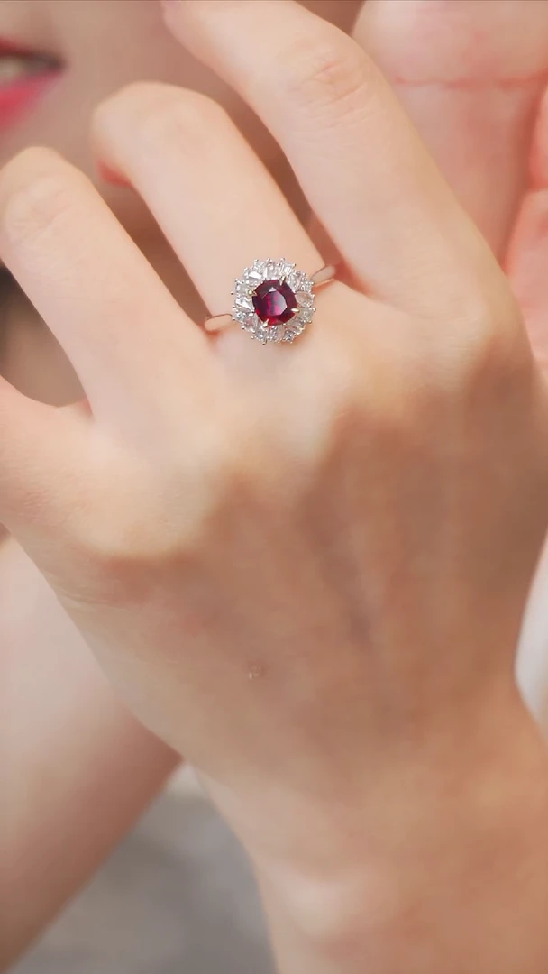 18K金镶嵌戒指红宝石炎*6【】