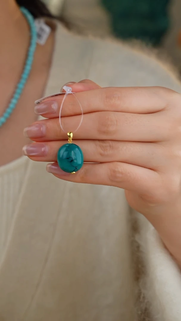 【闪购商品】绿松石吊坠(不含链)18K金镶嵌1