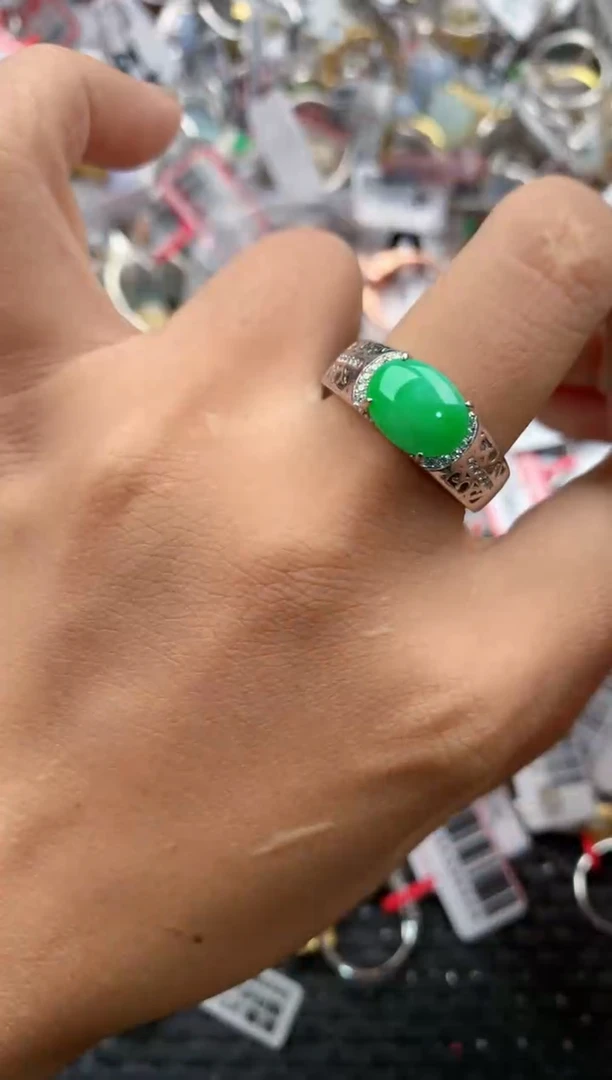 银S925镶嵌戒指翡翠12-12    7