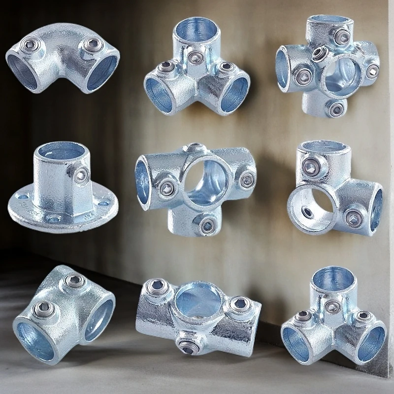 加厚铸铁连接件4分6分1寸圆管接头紧固件免焊接钢管连接件