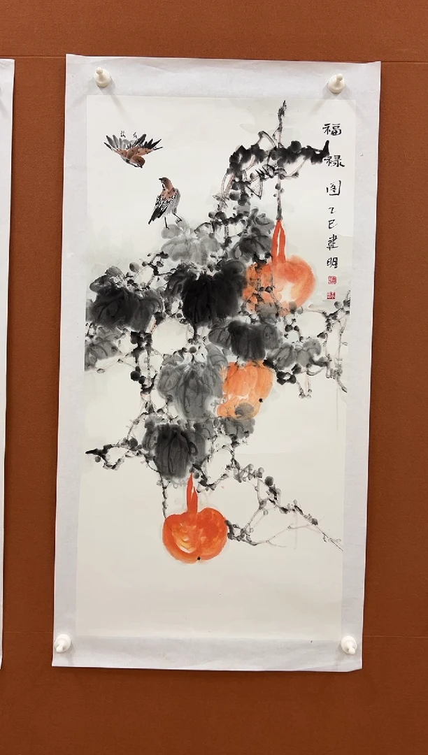 国画童建明三尺整张花鸟