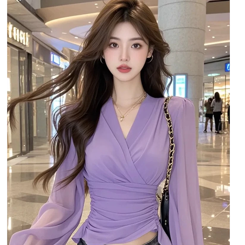 衬衫上衣显瘦长袖小众收腰修身设计感