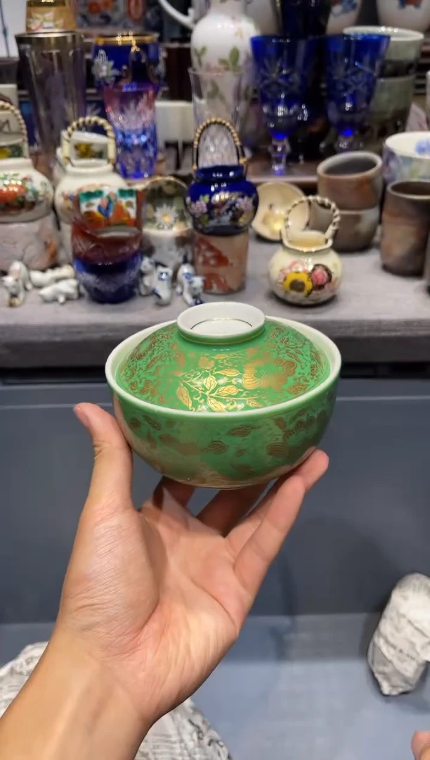 瓷片橘吉金兰首盖碗