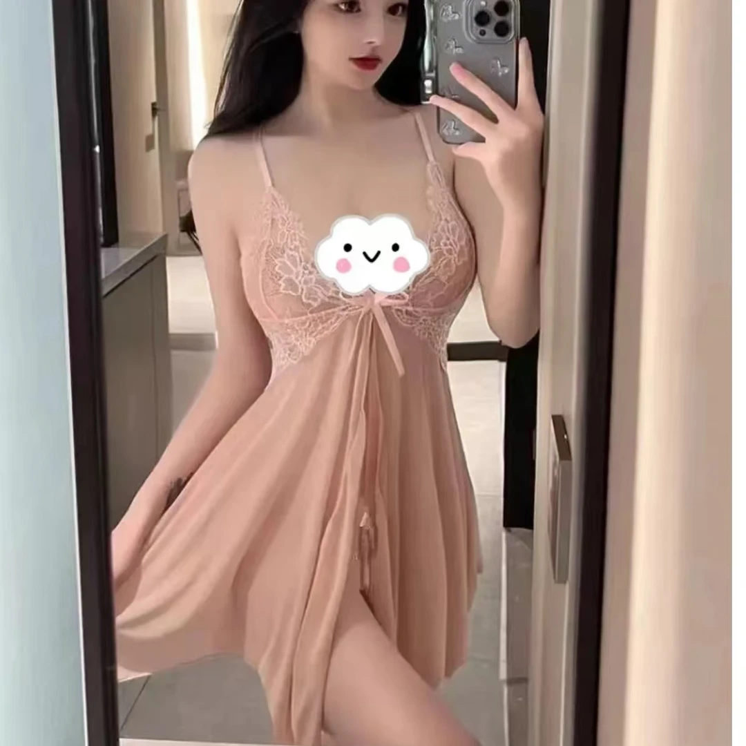 性感蕾丝睡衣2024新款纯欲仙气吊带裙美背短款聚酯纤维青年女性睡