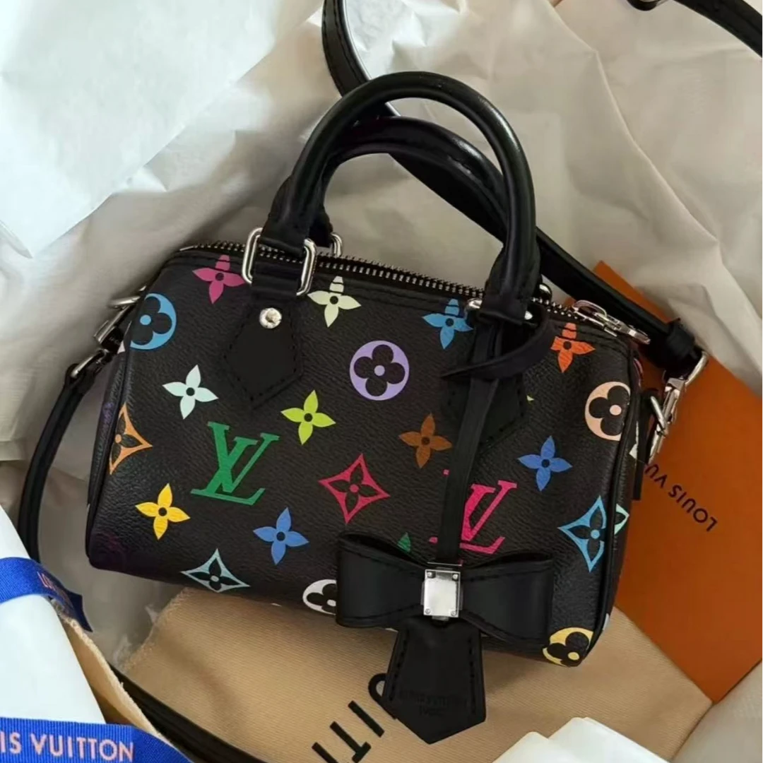 未使用 LouisVuitton/路易威登 花花特价Speedy Nano 黑三彩
