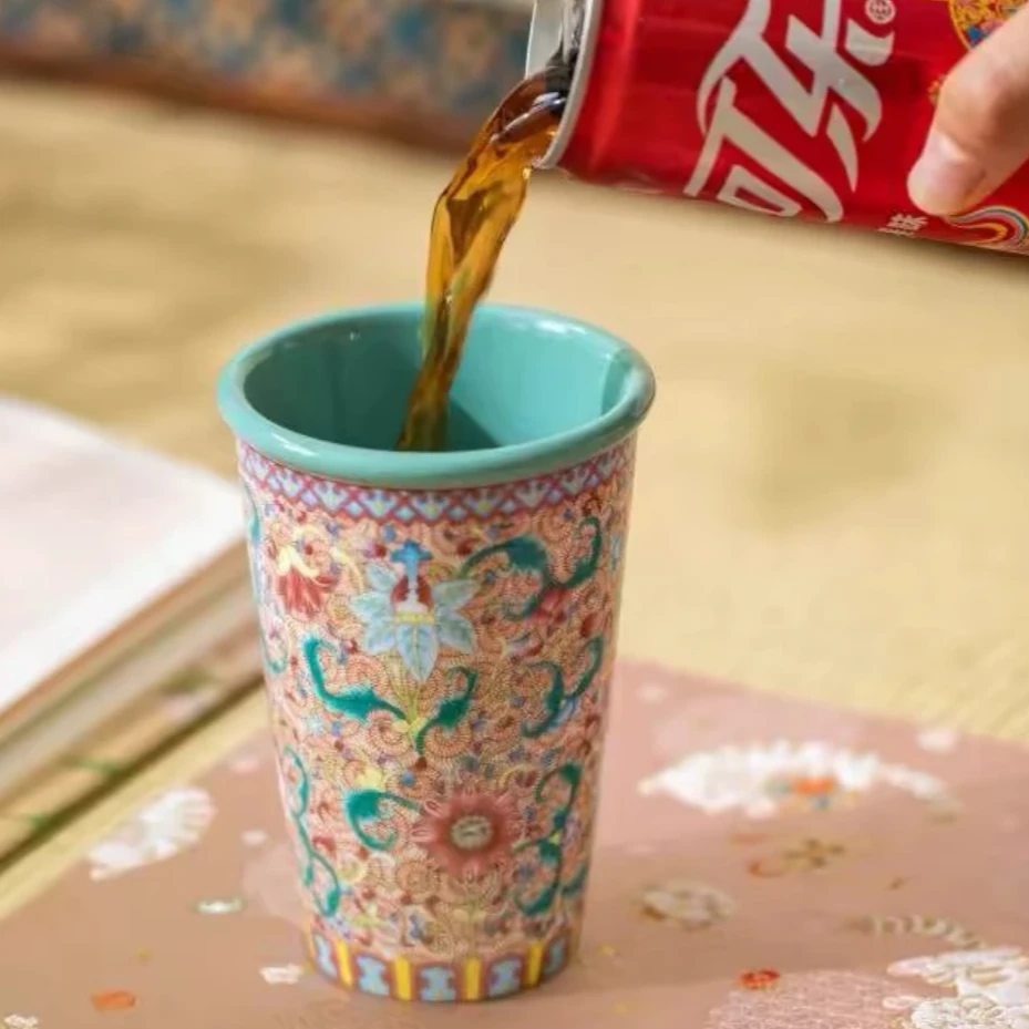 景德镇瓷器五言六器手工制作花开盛世可乐杯精美礼盒