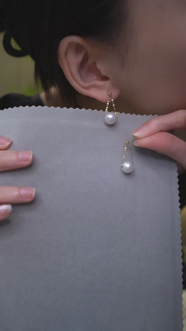 【闪购商品】淡水珍珠耳饰18K金镶嵌18K金耳环