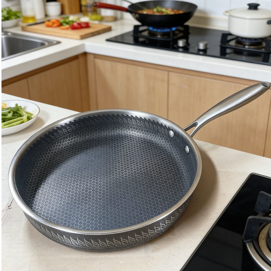 （F）无盖30cm不锈钢平底煎锅