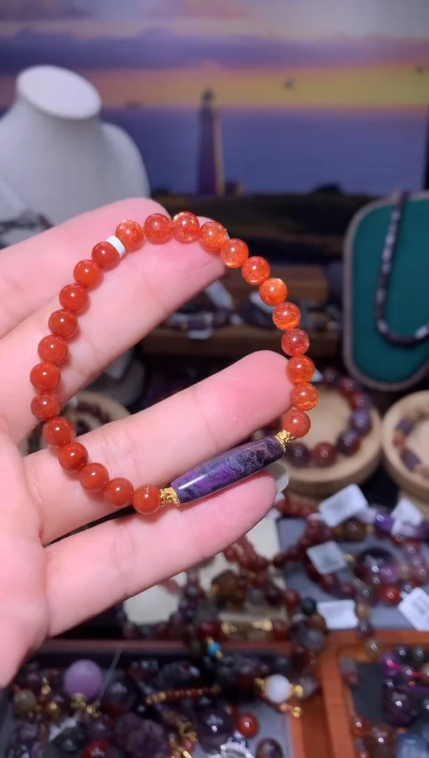 未镶嵌珠宝半成品水晶红极光三合一手串