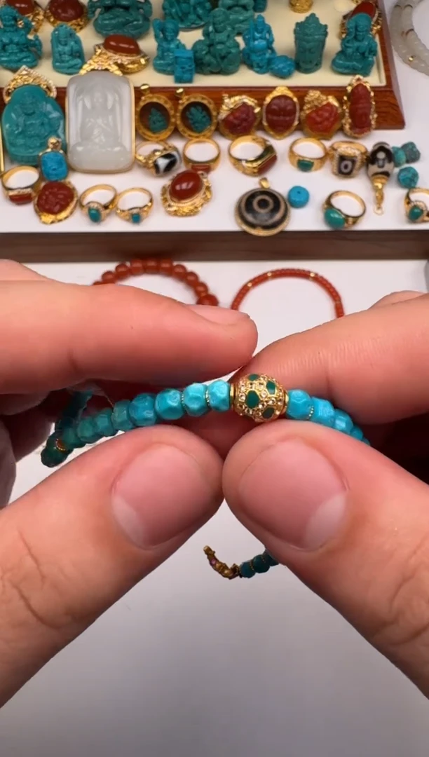 18K金镶嵌绿松石手串手串马***～11111