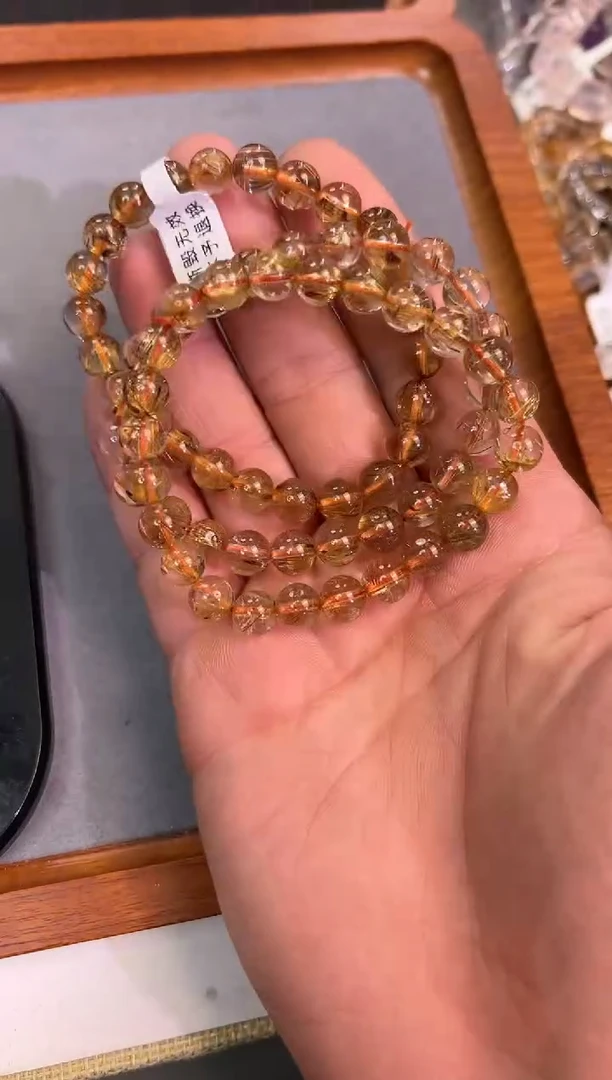 【闪购商品】发晶手串未镶嵌8+mm钛晶手串（多样性发其一）