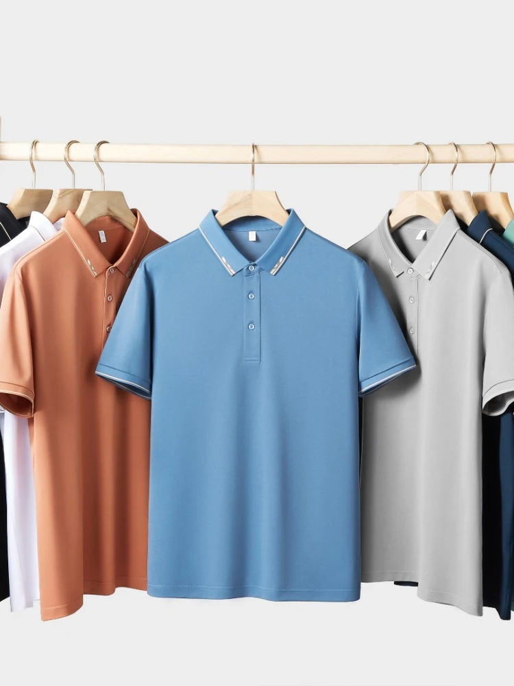 夏季翻领POLO衫男商务休闲男装上衣服男士短袖t恤轻奢高档透气薄